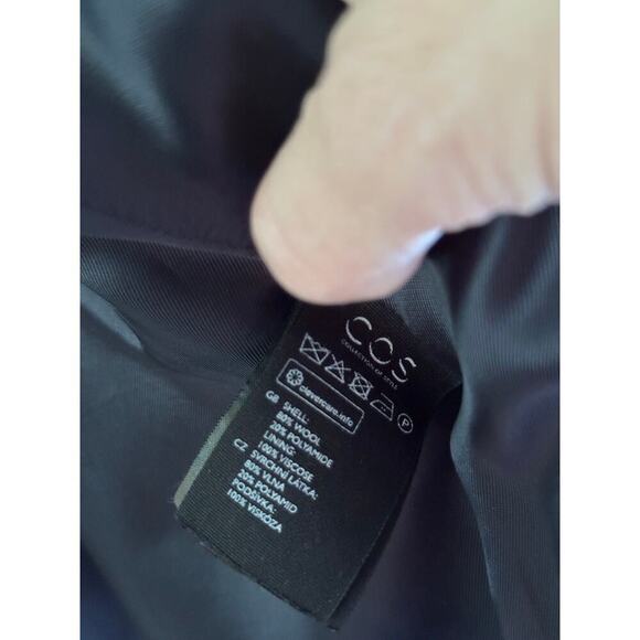 COS Women's Blue Wool Blended Button Front Biker Jacket Size 10 - Picture 5 of 6